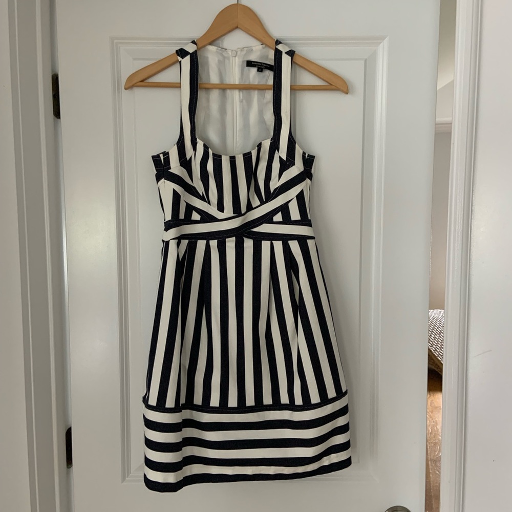 Nanette Lepore Navy & White Denim Striped Dress